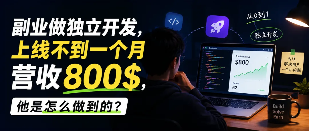 副业做独立开发,上线不到一个月营收800$,他是怎么做到的?